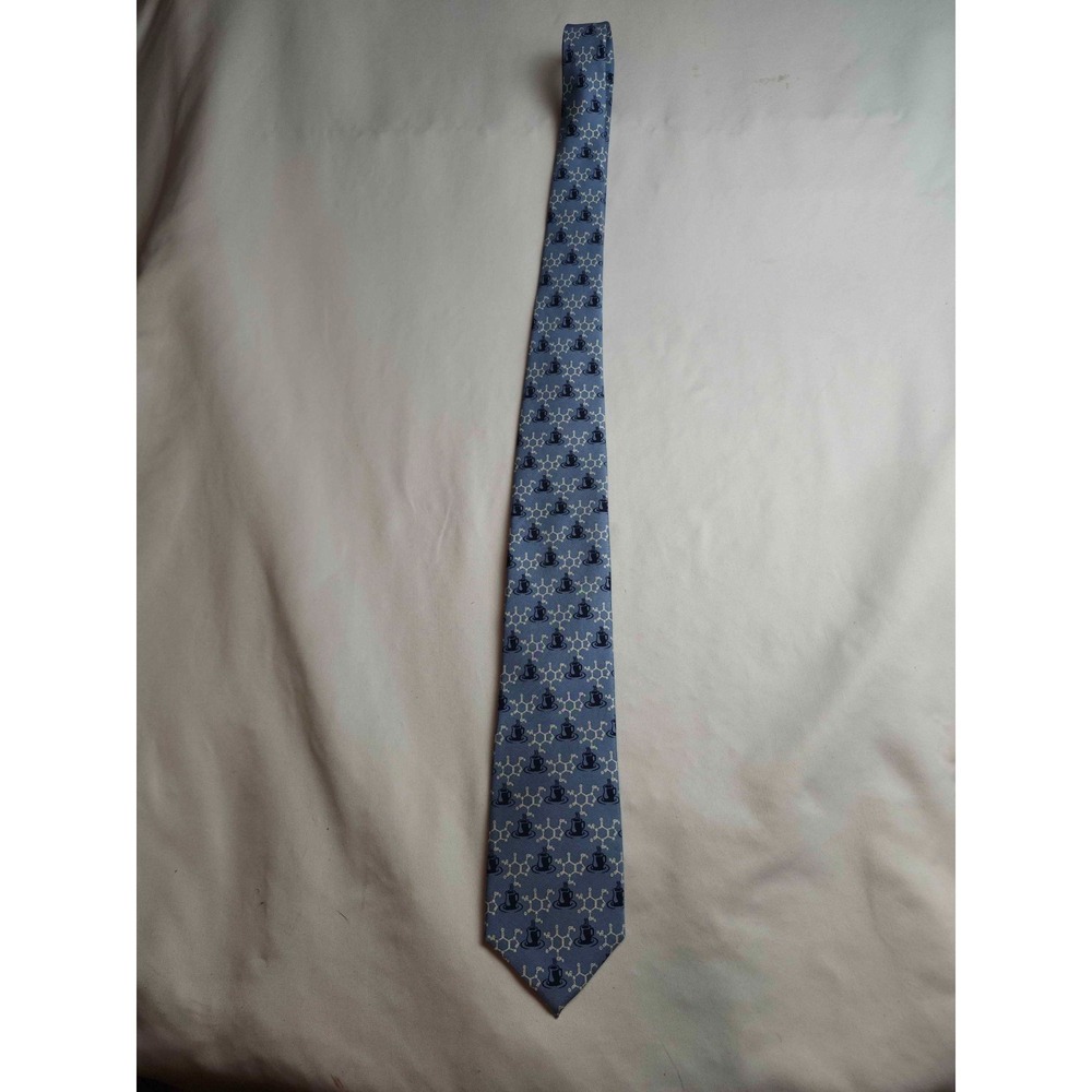 Josh Bach Necktie Mens Blue Silk Coffee Caffeine Molecule Chemistry Novelty Tie